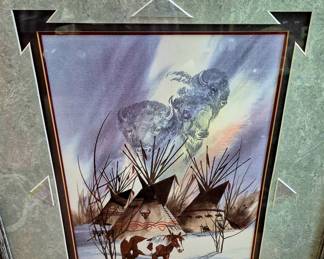 "Great Buffalo Spirits" framed watercolor by Jim Fallier, AWS