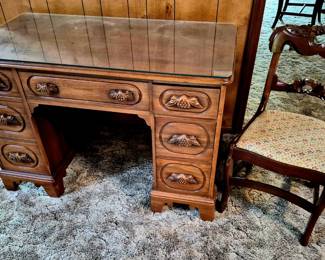 Antique walnut desk w/ matching chair