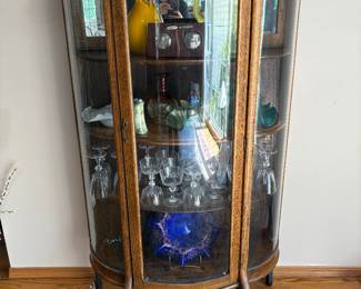 Antique curved glass curio
