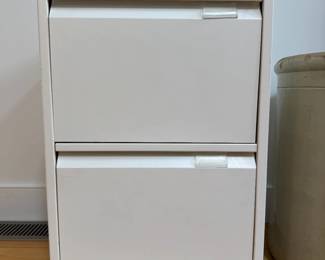 Biseley white filing cabinet; both drawers are functional