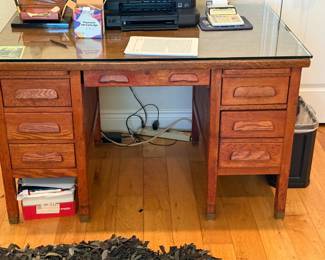 Antique Desk with glass top