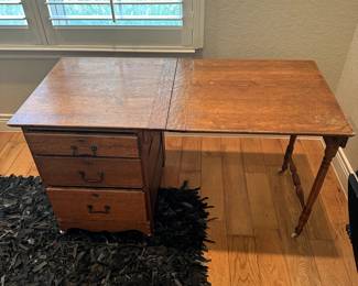 desk table with fold up side table