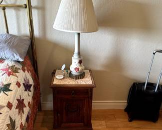 Marble top bedside table & Lamp