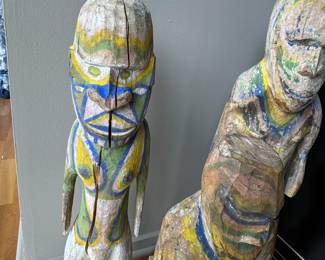 3 Ancestor figures, Papua New Guinea,  20th century.         Tallest 27"