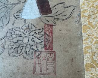 Set of three antique Japanese scrolls depicting hawks 