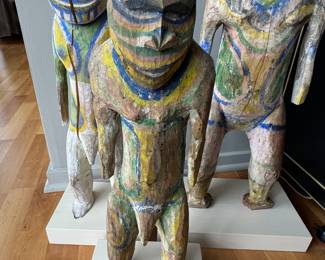 3 Ancestor figures, Papua New Guinea,  20th century.         Tallest 27"