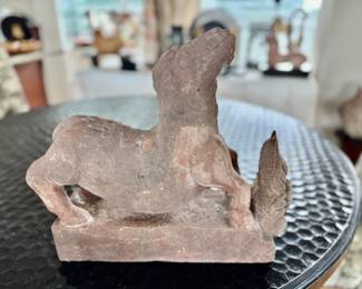 Indian red sandstone equine figure - 17th century