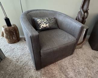 Pr. of custom Rudin swivel chairs  28"h x 32"w x 34.5"d