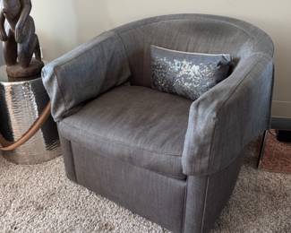Pr. of custom Rudin swivel chairs  28"h x 32"w x 34.5"d