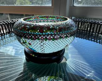 Plique-a-jour bowl 3"h x 5.25" diameter