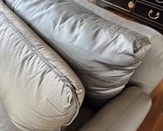 Custom silk and linen sectional                                                 28"h x 120" x 82" x 37"d