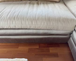 Custom silk and linen sectional                                                 28"h x 120" x 82" x 37"d