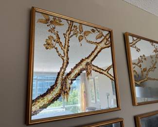 Painted mirror four piece set      24" x 24"