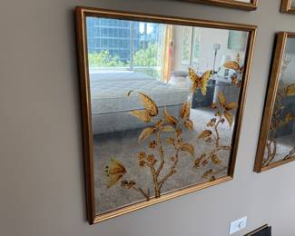 Painted mirror four piece set      24" x 24"