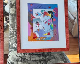 Peter Max Blushing Beauty mixed media                                     image size 10.25" x 8.75"       frame size 25"x 23"