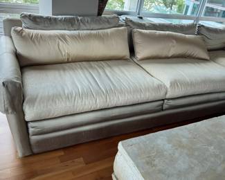 Custom silk and linen sectional                                                 28"h x 120" x 82" x 37"d