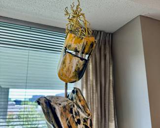 Painted abstract metal sculpture    approx. 7'