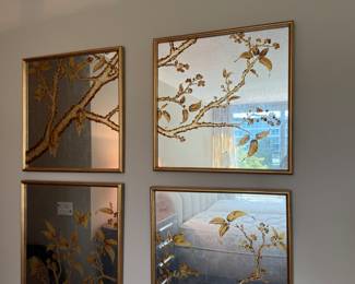 Painted mirror four piece set      24" x 24"