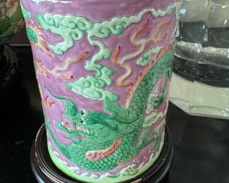 Chinese brush pot 6"h x 5" diameter 