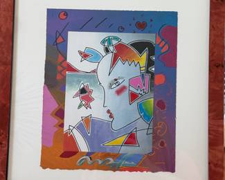 Peter Max Blushing Beauty mixed media                                     image size 10.25" x 8.75"       frame size 25"x 23"