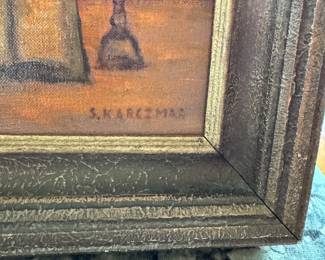 Simon Karczmar (1903- 1982)  oil on panel                                       image size 10" x 7.5"   frame size 14" x 11.5"