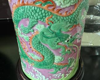 Chinese brush pot 6"h x 5" diameter