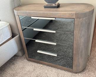 Pair Caracole  wood & mirror chests                                          34"h x 41"w x 18"d 