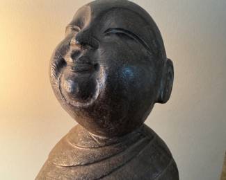 Chinese stone figural candleholder 16"h x 5"w x 8"d - heavy!