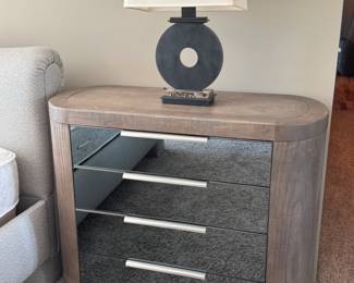 Pair Caracole  wood & mirror chests                                          34"h x 41"w x 18"d 