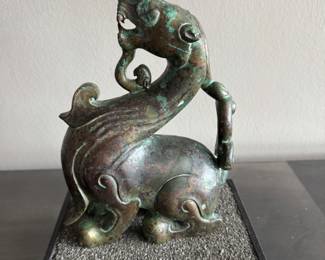 Bronze dragon figure   8"h x 6"w 