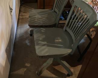 Solid wood chairs on wheels and swivel