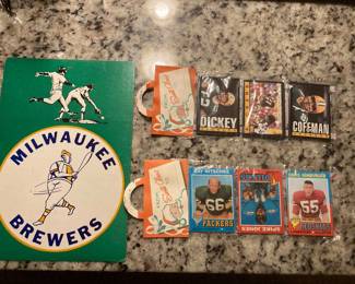 Holiday rack packs and 1973 Fleer logo sign