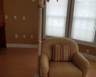 Floor lamp; swivel chair by Century Furniture