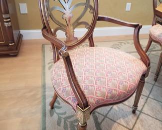 Dining chair detail. 2 arm chairs & 6 side chairs