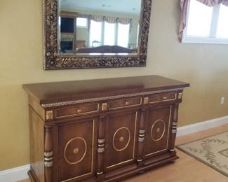 Spectacular breakfront; gorgeous large wall mirror