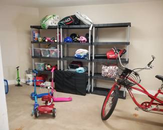 Plastic shelving NOTE: bike is not for sale