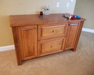 Entertainment cabinet with 2-drawer Sub-Zero refrigerator