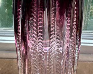 Amazing Purple Hues Solid Crystal Etched Decorative Vase.