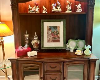 Incredible Hooker Furniture Lighted Bedroom Display/Entertainment Center& Lighted Top, shown with Gorgeous Decor. 85"H x 23.5"D x 62"W