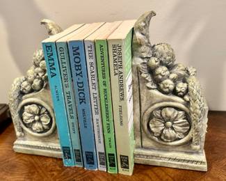 Vintage Pair of Christon Book End Shown with Early Edition Reading Classics.