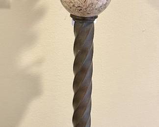 One of a Pair of Ermine Bronze Candlesticks, 19.25”H