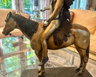 Side View of the C. Dallin "Appeal to the Spirit" incredible Figurine. W19" x H20" x D12"