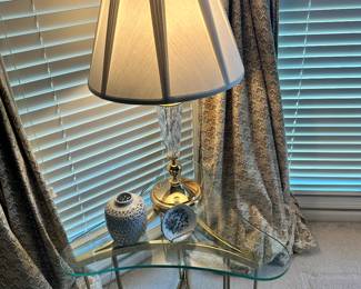 Wonderful MCM Brass and Glass Table, W25” x H21.5”. Shown with More Beautiful Decor Available.