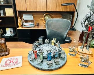 Rare King Arthur & The Knights of the Round Table Hand Painted Sculpture Set Shown with Additional Amazing Knights Art.