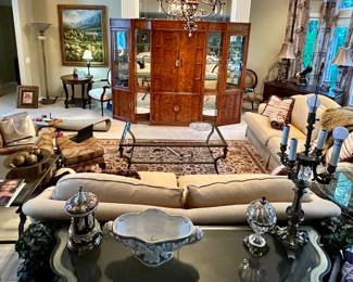 Beautiful Formal Living Room Filled with Designer Furniture and Decor.