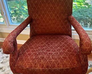 One of a Pair of Sherrill Upholstered Armchairs. 25"W x 30"D x 29.5"H