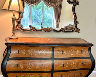 Matching the Lovely Bedside Tables is this Gorgeous 6-Drawer Nightstand by Artistica and Ornate Mirror. The Mirror is 58"W x 41"H x 2"D