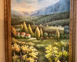 Lovely Country Scene, Framed Acrylic on Canvas 45" x 58"