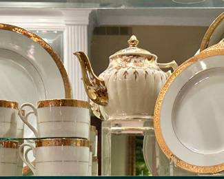 Simply Elegant Sango “Radiance” Tableware, including Eight Coffee Cups, Salad Plates, Bowls and a 12” Round Platter.