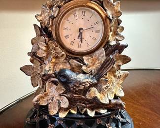 Vintage Carved and Painted Wood Quartz 8" Clock.